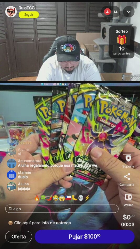 Sobres Pokémon TCG en vivo