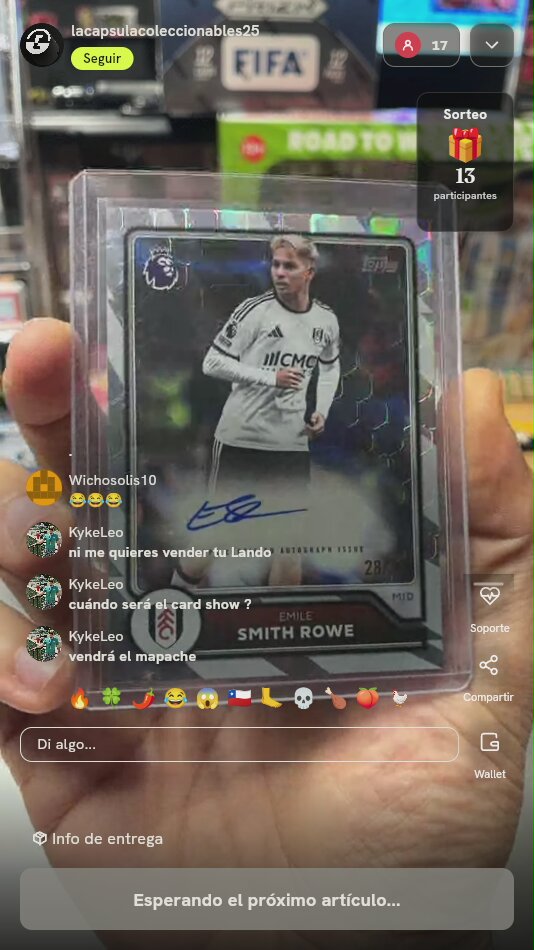 Carta Emile Smith Rowe Topps Autograph