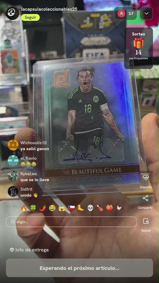 Carta Andrés Guardado Donruss Autógrafo