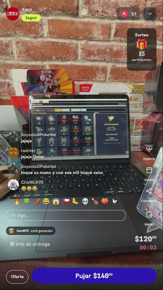 Entrada a dinámica Pokémon en vivo