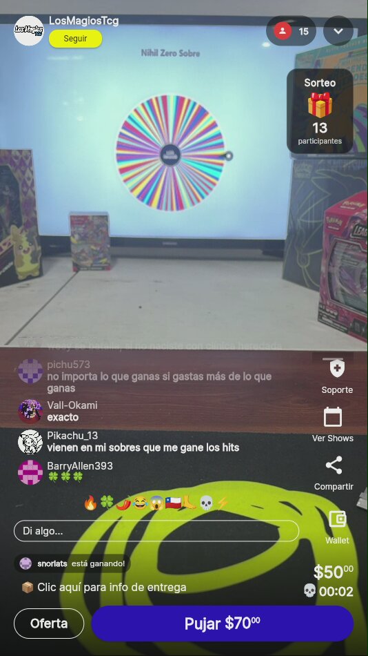 Pokémon Snorlax rifa en vivo