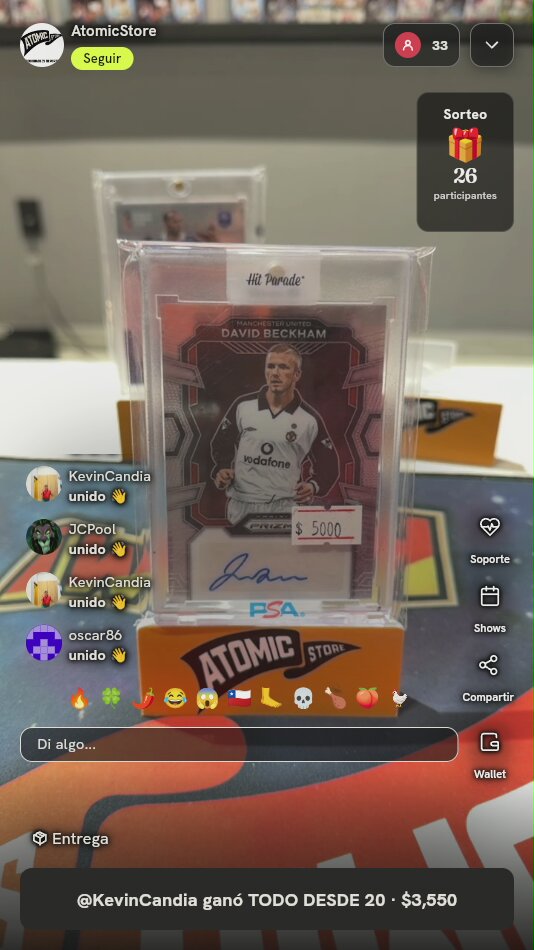 Carta David Beckham Panini Prizm Autógrafo