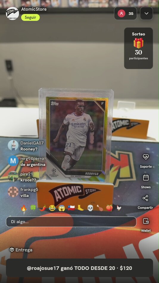 Carta Topps Rodrygo Real Madrid
