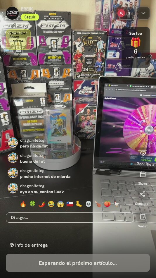 Lugar en ruleta de tarjetas Panini