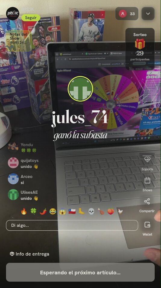 Tiro de ruleta para tarjetas deportivas