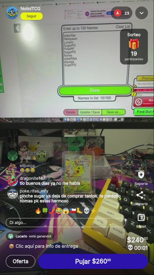 Pikachu Pokémon TCG Subasta Lugar