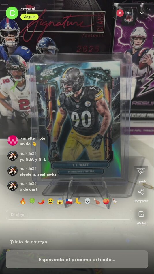 Carta Topps Chrome T.J. Watt Pittsburgh Steelers