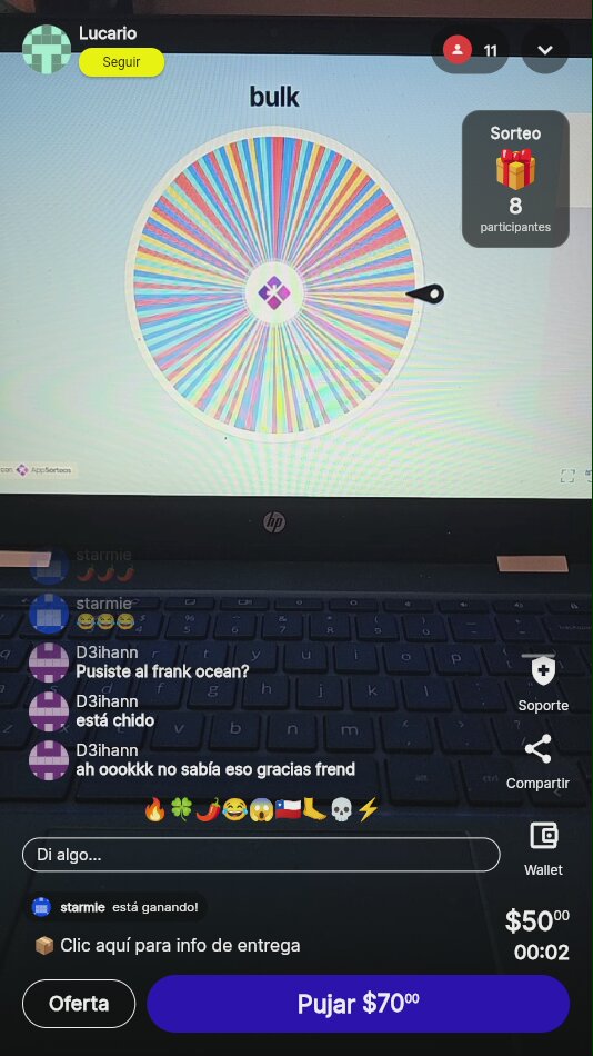 Sorteo en vivo con ruleta