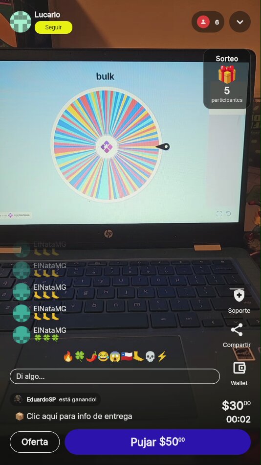 Sorteo en vivo con ruleta