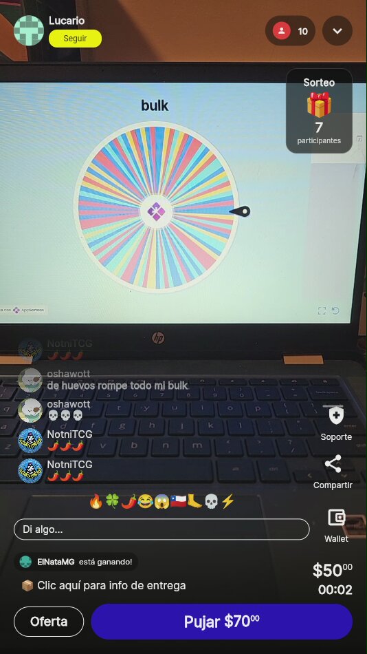 Sorteo Bulk en ruleta online