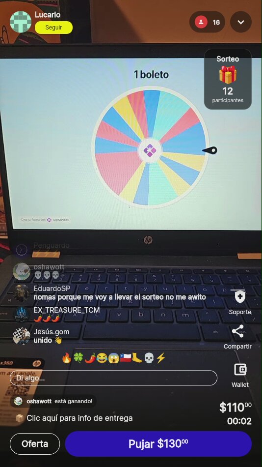 Sorteo en vivo con ruleta