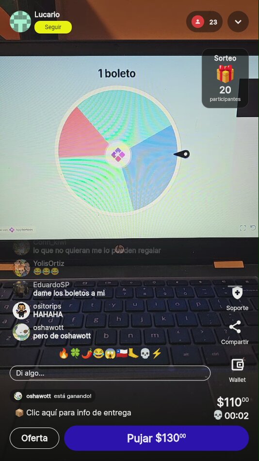 Boleto sorteo en vivo