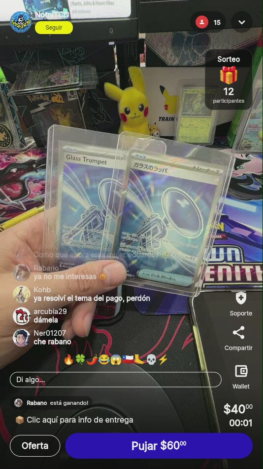 Dos cartas Pokémon Glass Trumpet