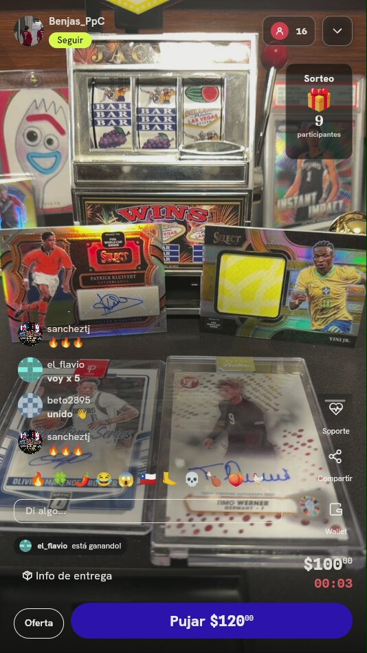Lugar para sorteo de tarjetas deportivas