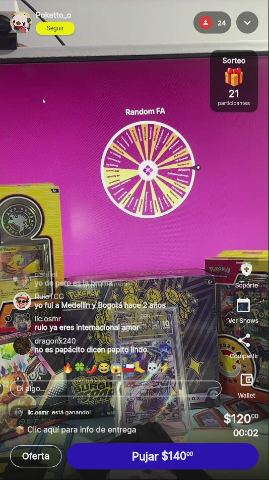 Pokémon Random FA Subasta Ruleta