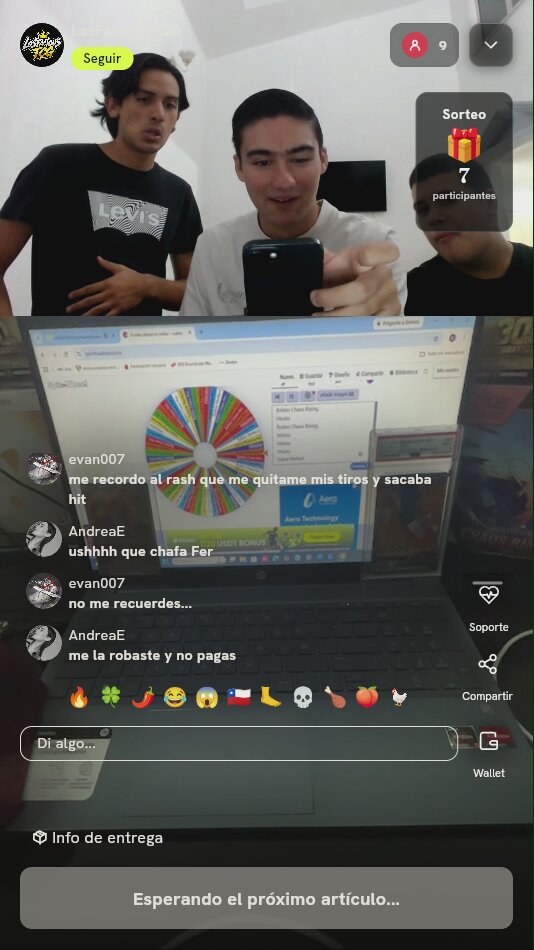 Tirada en ruleta de premios