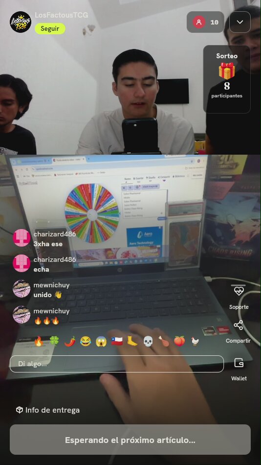 Tiro en ruleta de sobres TCG