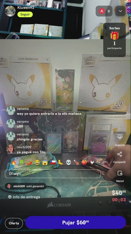 Sobre de cartas Pokémon TCG