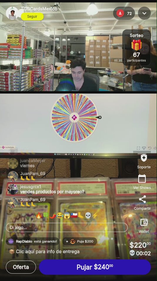 Carta Pokémon rara en subasta