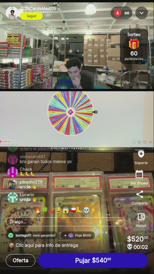 Carta Pokémon sorteada en vivo