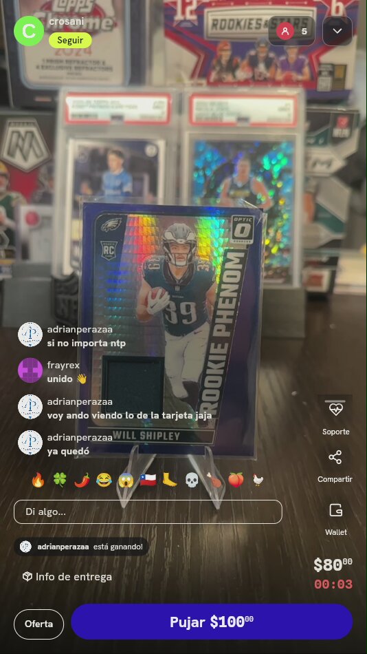 Tarjeta Will Shipley Rookie Phenoms